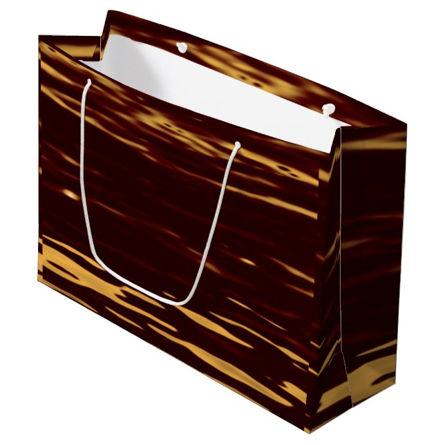 Grand Sac Cadeau Effet d'ondulation fondu d'or (Devant Angle)