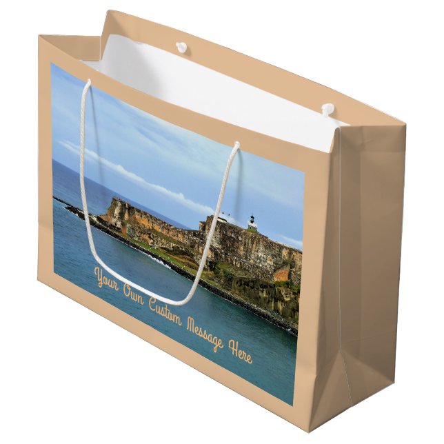 Grand Sac Cadeau El Morro Guarding San Juan Bay Entrée Custom (Devant Angle)