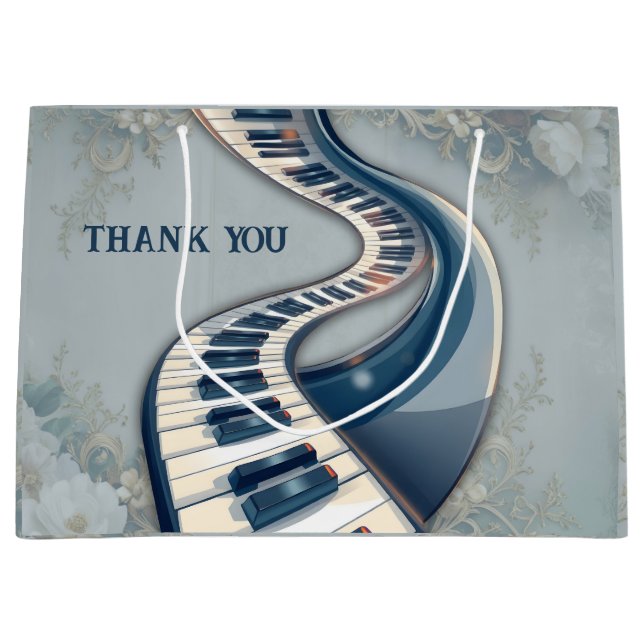 Grand Sac Cadeau Elegance in piano keys and blossoms. (Devant)