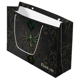 Grand Sac Cadeau Élégance mécanique, l'araignée dans le noir.