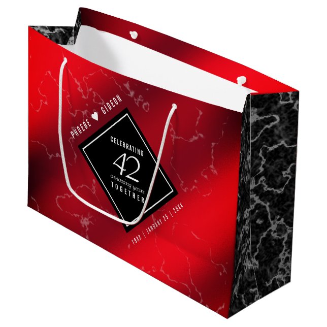 Grand Sac Cadeau Élégant 42e anniversaire du Mariage Jasper (Devant Angle)