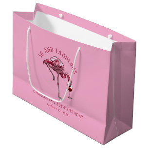 Grand Sac Cadeau Élégant 50e anniversaire Flamant rose rose nouveau