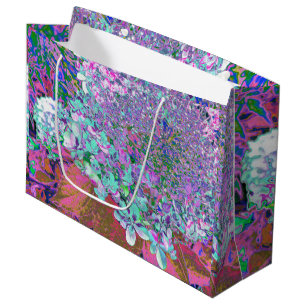 Grand Sac Cadeau Elegant Aqua et Purple Limelight Hydrangea Détail