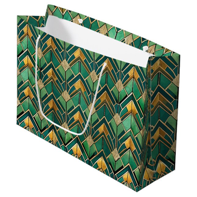 Grand Sac Cadeau Elegant Art Deco tiled pattern  (Devant Angle)