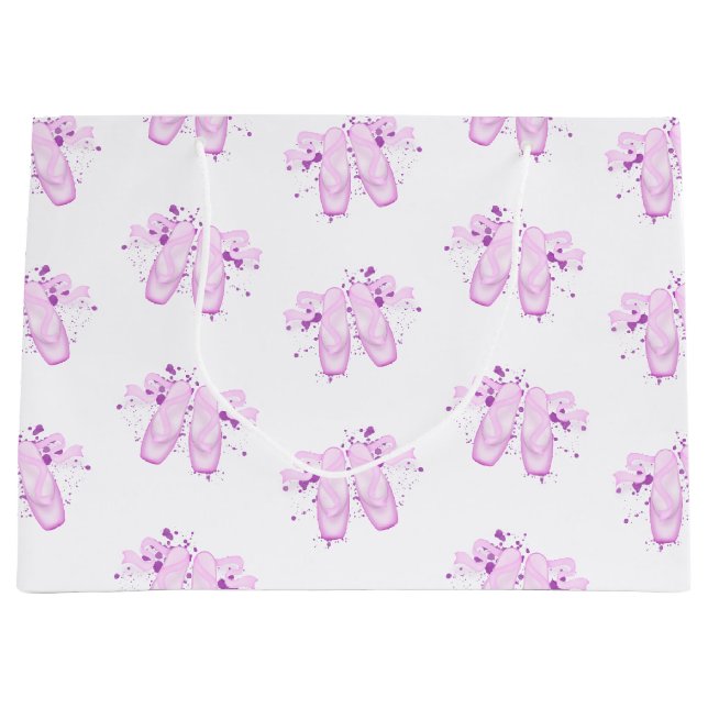 Grand Sac Cadeau Elégant Ballet Rose Anniversaire Pointe Chaussures (Devant)