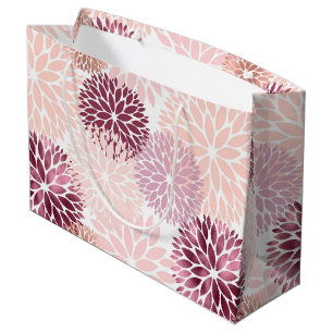 Grand Sac Cadeau Élégant Chic Floral Rose