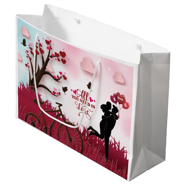 Grand Sac Cadeau Elegant Couple Lover Valentine's Day (Devant Angle)