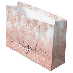 Grand Sac Cadeau Elégant dégradé cuivre rose or parties scintillant