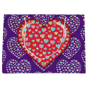 Grand Sac Cadeau Elégant Editibale Simple Coeur Design