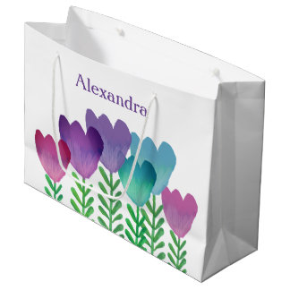 Grand Sac Cadeau Élégant Et Moderne Floral Personnalisé