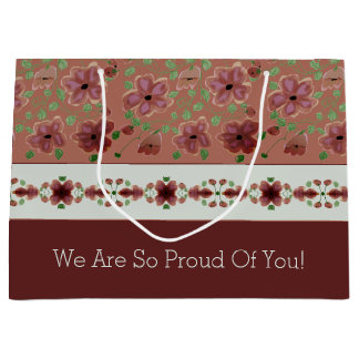 Grand Sac Cadeau Élégant floral Brown