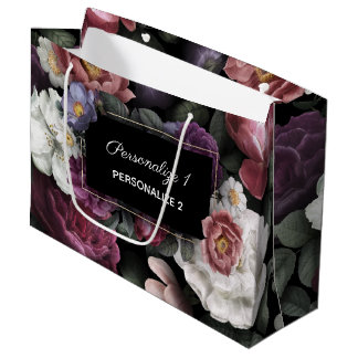 Grand Sac Cadeau Élégant floral personnalisé