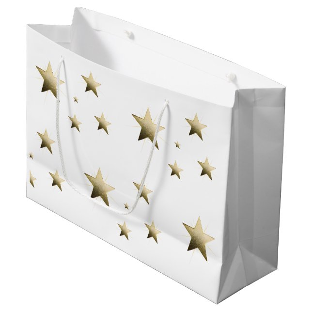 Grand Sac Cadeau Elegant Golden Star with Delicate Glow Minimalist  (Devant Angle)
