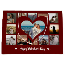 Élégant Happy Valentine XO Photo Collage Rouge Gra