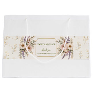 Grand Sac Cadeau Élégant mariage de fleurs sauvages