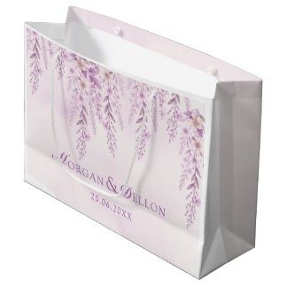 Grand Sac Cadeau Élégant mariage floral lavande rose pâle doux