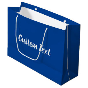 Grand Sac Cadeau Élégant Modèle de texte de script blanc et bleu pr