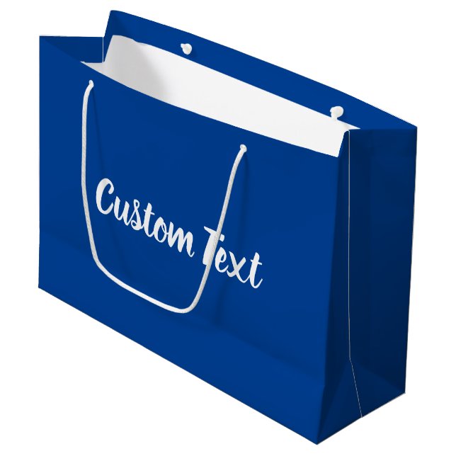 Grand Sac Cadeau Élégant Modèle de texte de script blanc et bleu pr (Devant Angle)