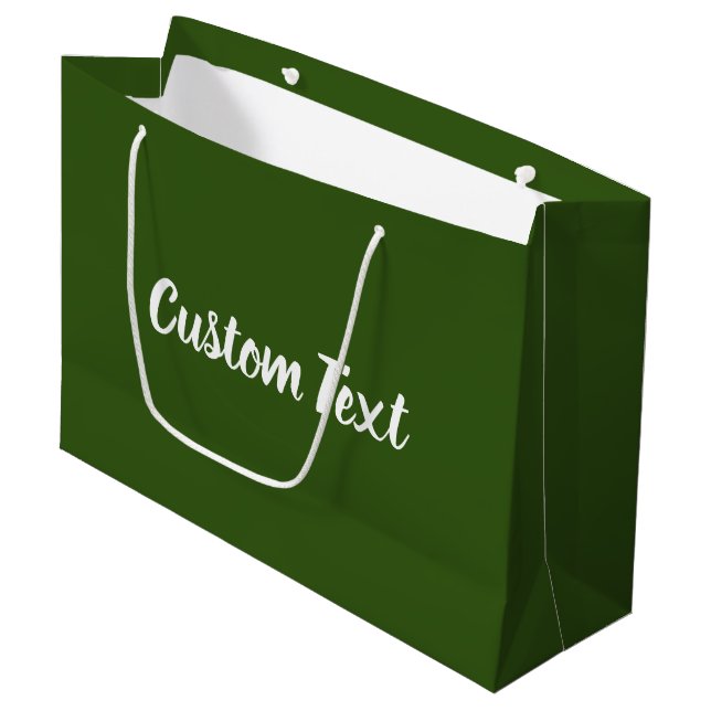 Grand Sac Cadeau Élégant Modèle de texte de script blanc et vert fo (Devant Angle)