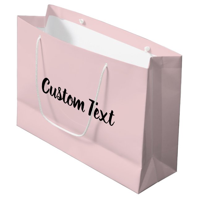 Grand Sac Cadeau Élégant Modèle de texte de script noir rose pâle (Devant Angle)