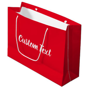 Grand Sac Cadeau Élégant Modèle de texte rouge et blanc brillant