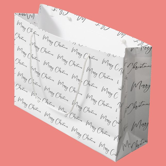 Grand Sac Cadeau Élégant Monotone noir blanc Joyeux Noël (Créateur téléchargé)