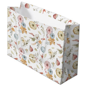 Grand Sac Cadeau Elégant Motif d'aquarelle d'automne