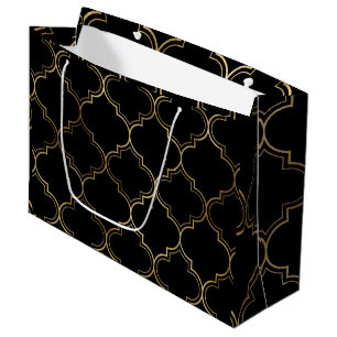 Grand Sac Cadeau Elégant Motif d'art géométrique islamique d'or