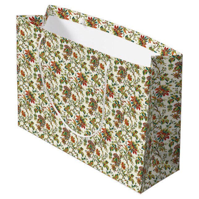 Grand Sac Cadeau Élégant motif floral automne (Dos Angle)