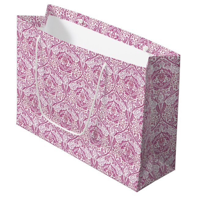Grand Sac Cadeau Élégant motif floral rose (Devant Angle)