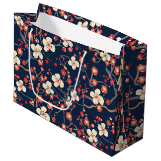 Grand Sac Cadeau Élégant Motif sans couture en fleur de cerisier (1