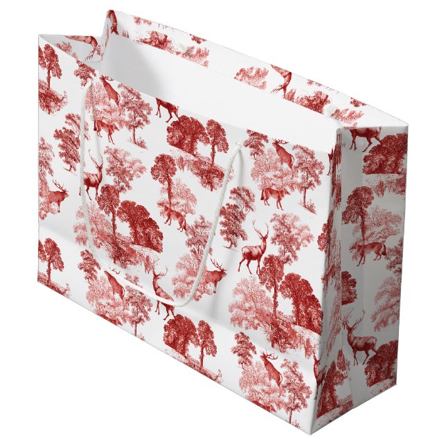 Grand Sac Cadeau Elégant Pays élégant Toile Renard de Cerf dans le  (Devant Angle)