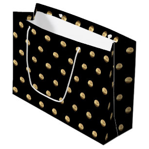 Grand Sac Cadeau Élégant Pois noir et or Motif