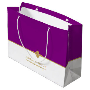 Grand Sac Cadeau Élégant Purple Gold personnalisé