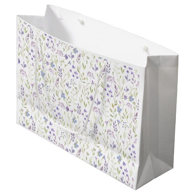 Grand Sac Cadeau Elegant Purple Wildflower (Devant Angle)