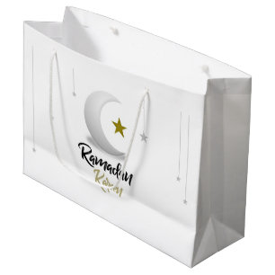 Grand Sac Cadeau Elégant Ramadan Kareem Croissant Design Art Islami