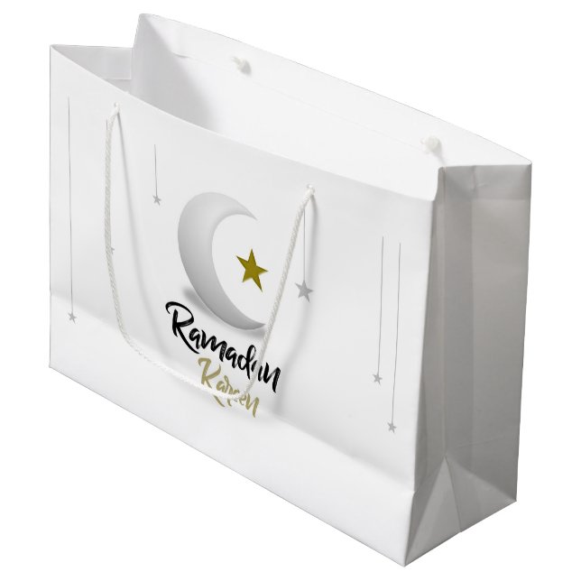 Grand Sac Cadeau Elégant Ramadan Kareem Croissant Design Art Islami (Devant Angle)