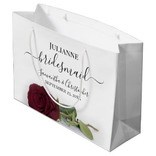 Grand Sac Cadeau Élégant Rose Bourgogne Robe de Demoiselle d'Honneu