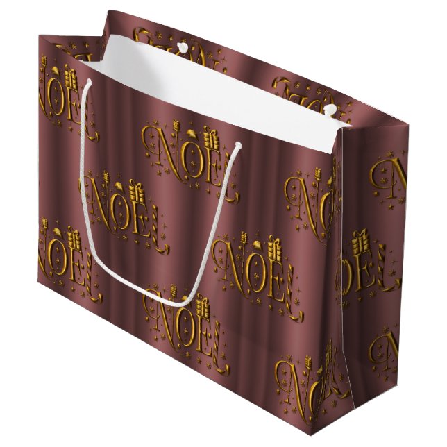 Grand Sac Cadeau Élégant Rose moderne Gold Noel Noël (Devant Angle)