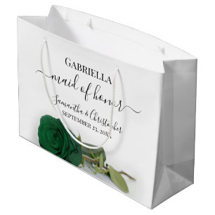 Grand Sac Cadeau Élégant Rose Verte Émeraude Demoiselle d'Honneur M