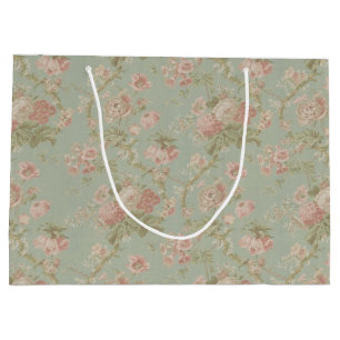 Grand Sac Cadeau Élégant Rose Vintage