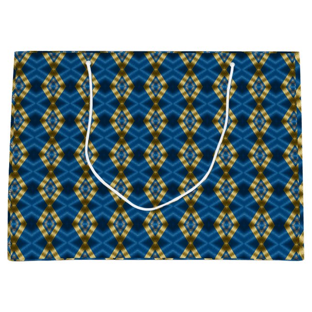 Grand Sac Cadeau Elégant Royal Blue et Gold Luxury (Devant)