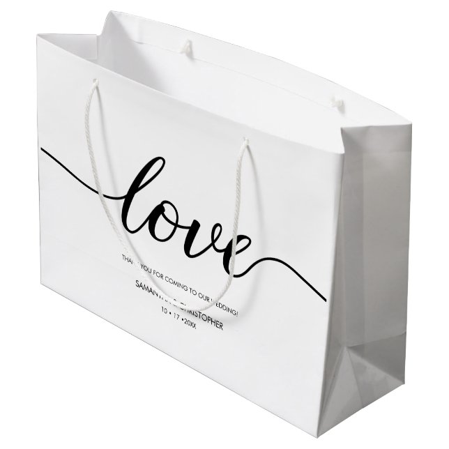 Grand Sac Cadeau Élégant Simple Love Script Mariage personnalisé (Dos Angle)