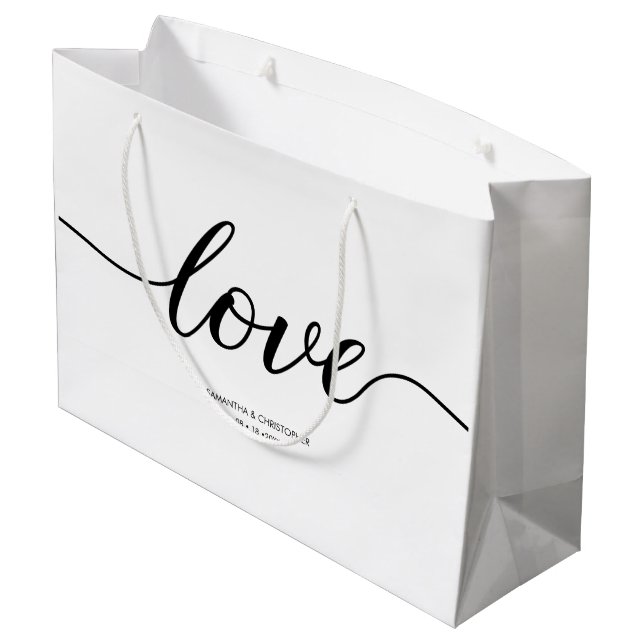 Grand Sac Cadeau Elégant Simple Love Script Mariage personnalisé av (Dos Angle)