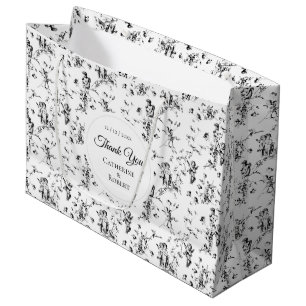 Grand Sac Cadeau Élégant Vintage Toile Cupidons Anges Merci