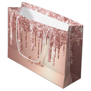 Grand Sac Cadeau Elégante élégante rose cuivre gouttes parties scin