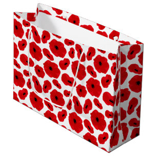 Grand Sac Cadeau Élégante Fleur de Pavot Personnalisable