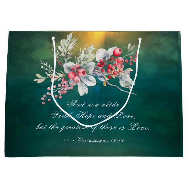 Grand Sac Cadeau Élégante florale hivernale sur Mariage de la Bible (Devant)