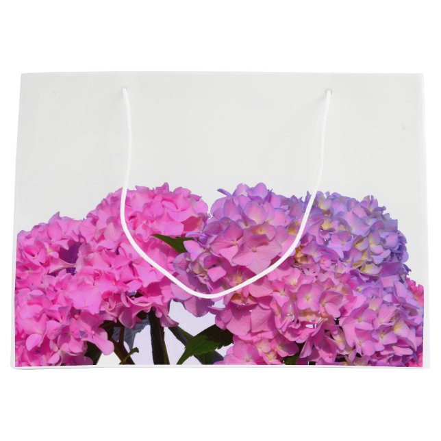 Grand Sac Cadeau Elégante florales violettes roses hydrangées (Devant)