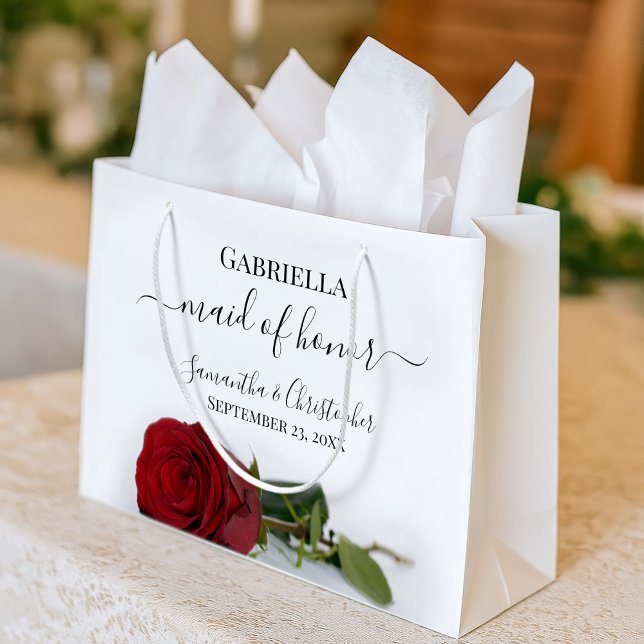Grand Sac Cadeau Élégante Rose Rouge Posh & Glam Maid of Honor Mari (Créateur téléchargé)